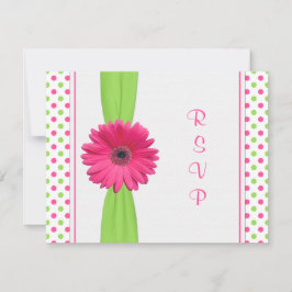 Cartão RSVP de Bat Mitzvah, Bolinhas Verde Rosa,