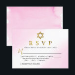 Cartão RSVP de Bat Mitzvah Dourado Pink Pastel Wat<br><div class="desc">Cartão RSVP de Bat Mitzvah Dourado Pink Pastel Watercolor Pastel</div>