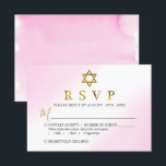Cartão RSVP de Bat Mitzvah Dourado Pink Pastel Wat<br><div class="desc">Cartão RSVP de Bat Mitzvah Dourado Pink Pastel Watercolor Pastel</div>