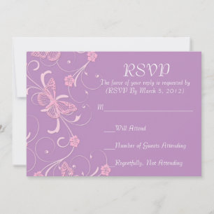 Cartão RSVP de Borboleta de Lavanda Elegante Dream