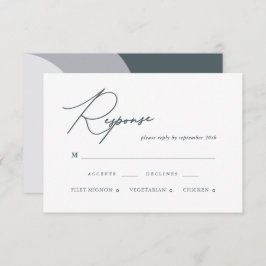 Cartão RSVP de Caligrafia de Arcos Azuis Modernos