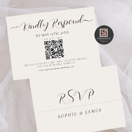 Cartão RSVP de Caligrafia de Código QR de Casament