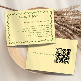 Cartão RSVP de Casamento Amarelo e Verde de Porte