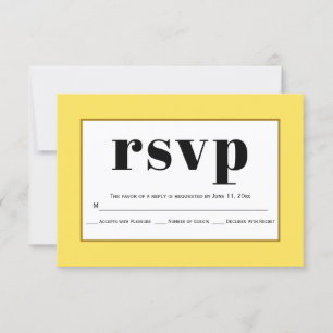Cartão RSVP de casamento amarelo para a tipografi