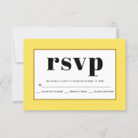 Cartão RSVP de casamento amarelo-tipografia preto