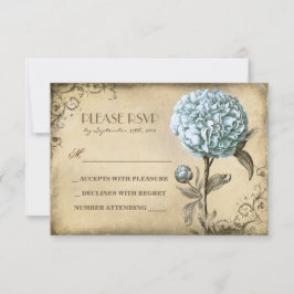 cartão RSVP de casamento antigo com floração de pe