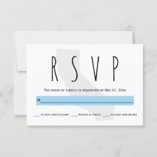 Cartão RSVP de casamento azul da Typografia Califo