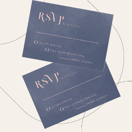 Cartão RSVP de Casamento Azul de Fumaça de Marinho