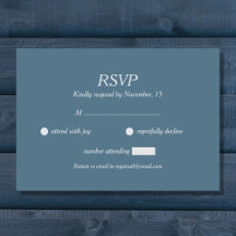 Cartão RSVP de Casamento Azul Dusty