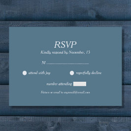 Cartão RSVP de Casamento Azul Dusty