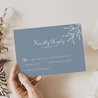 Cartão RSVP de Casamento Azul Dusty Mínimo Formal