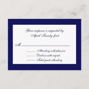 Cartão RSVP de Casamento Azul e Branco na moda