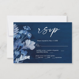 Cartão RSVP de Casamento Azul Indigo