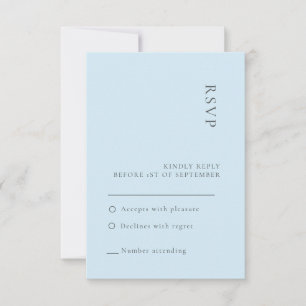 Cartão RSVP de Casamento Azul Simples Elegante