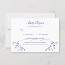 Cartão RSVP de Casamento Azul Vitoriano