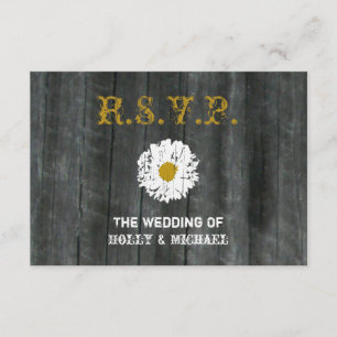 Cartão RSVP de Casamento - Barnwood & Daisy