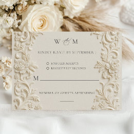 Cartão RSVP de Casamento Barroco Elegante