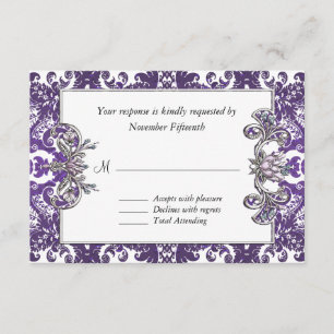 Cartão RSVP de Casamento Barroco Puro Elegante