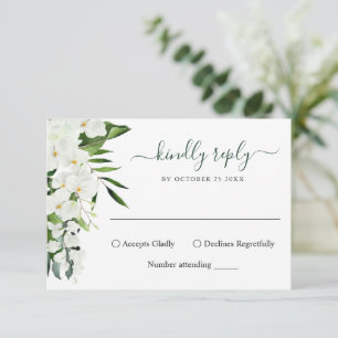 Cartão RSVP de Casamento Boêmico das Orquídeas 