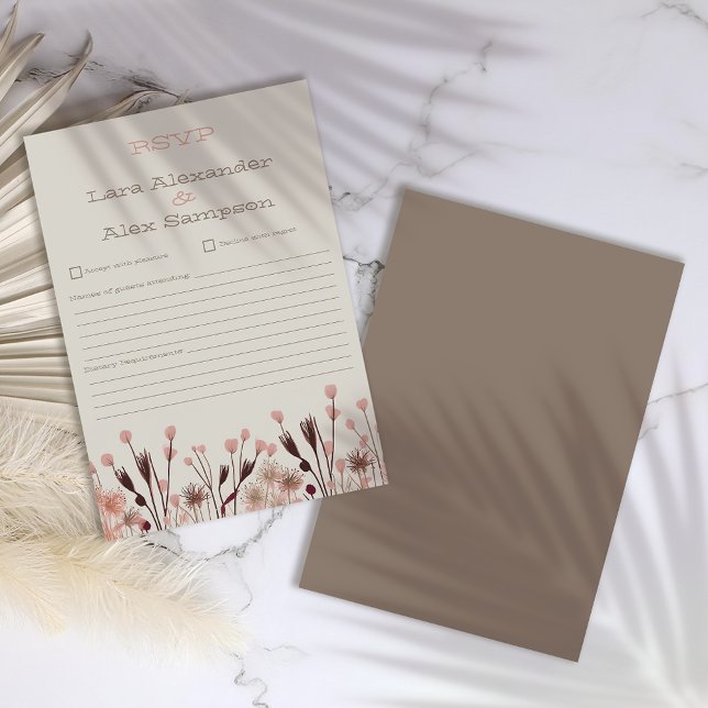 Cartão RSVP de Casamento Boho Wildflower (Criador carregado)