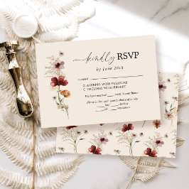 Cartão RSVP de Casamento Boho Wildflower