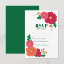 Cartão RSVP de Casamento Bold Blooms