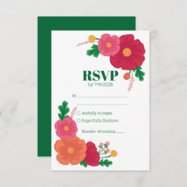 Cartão RSVP de Casamento Bold Blooms