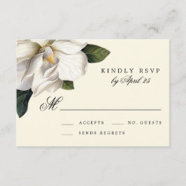 Cartão RSVP de Casamento Botânico da Magnolia Meri