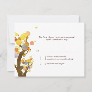 Cartão RSVP de Casamento Botânico de Árvores Wh