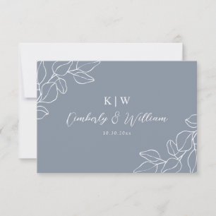 CARTÃO RSVP de Casamento Botânico Dusty Blue