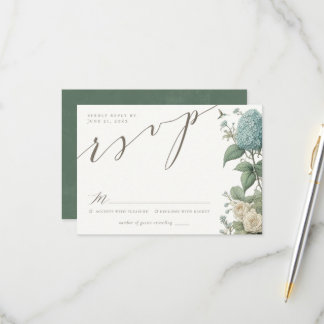Cartão RSVP de Casamento Botânico Elegante Vintage