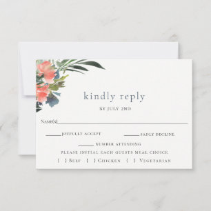 Cartão RSVP de Casamento Botânico Rustic Boho Cora