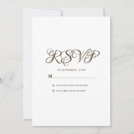 Cartão RSVP de Casamento Branco com Tipografia Mín