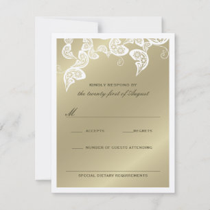 Cartão RSVP de Casamento Branco de Peacock Floral 