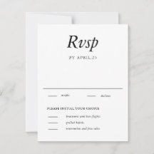 Cartão RSVP de Casamento Branco Elegante mínimo