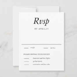 Cartão RSVP de Casamento Branco Elegante mínimo