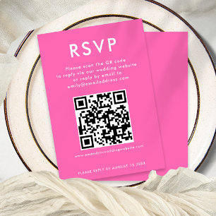 Cartão RSVP de Casamento Branco Rosa Quente com Có