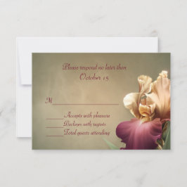 Cartão RSVP de Casamento Burgundy e Cream Iris