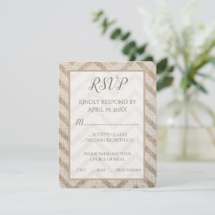 Cartão RSVP de Casamento Burlap Chevron