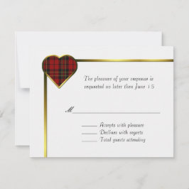 Cartão RSVP de Casamento Cardíaco da Xadrez Brodie