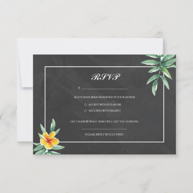 Cartão RSVP de Casamento Chalkboard (Frente)