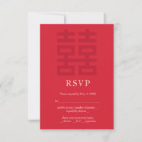 Cartão RSVP de Casamento Chinês Duplo Sorte
