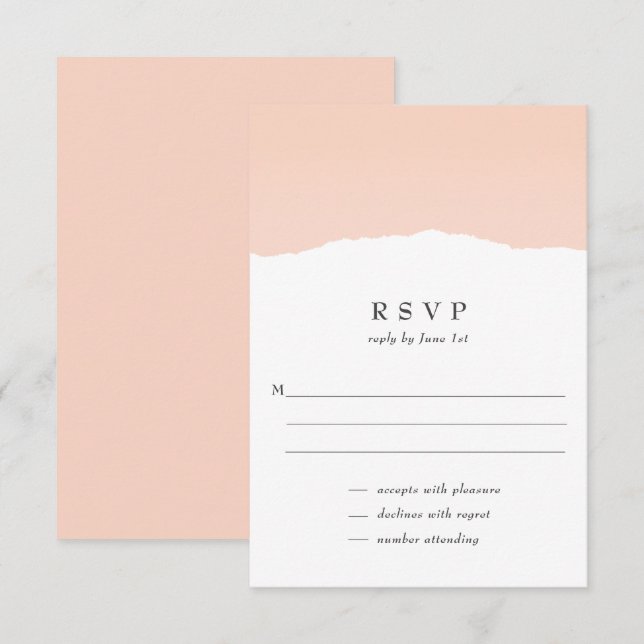 Cartão RSVP de Casamento Clássico com Blush Minima (Frente/Verso)