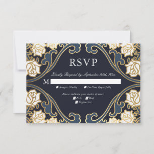 Cartão RSVP de Casamento Clássico Vitoriano Eleg