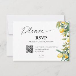 Cartão RSVP de Casamento com Código QR - Lemons, I