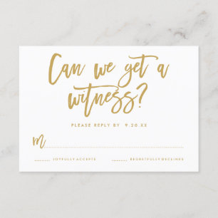 Cartão RSVP de Casamento com Letra Chic em Dourado