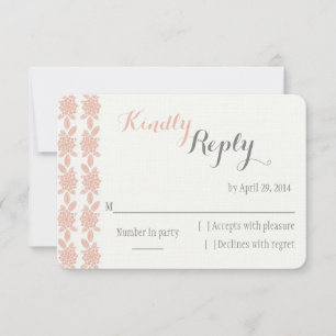 Cartão RSVP de Casamento Coral Simplesmente Elegan