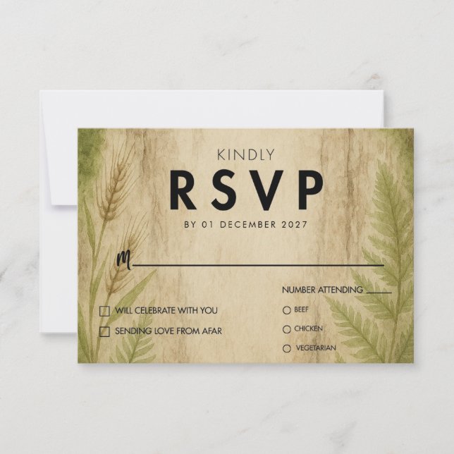 Cartão RSVP de Casamento da Floresta da Rússia e d (Frente)