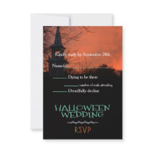 Cartão RSVP de Casamento da Igreja Spooky Hallowee