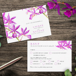 Cartão RSVP de casamento da orquídea roxa